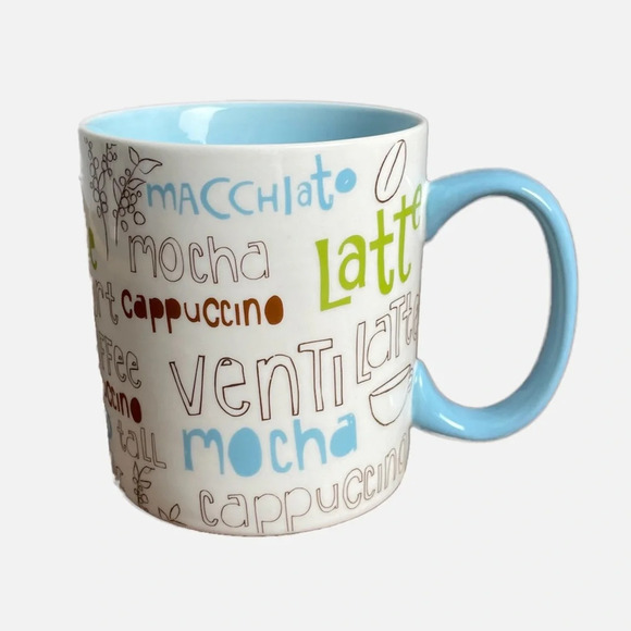 Starbucks Coffee Mug 16 oz. White Blue Coffee Culture Theme Script Latte - Picture 10 of 10